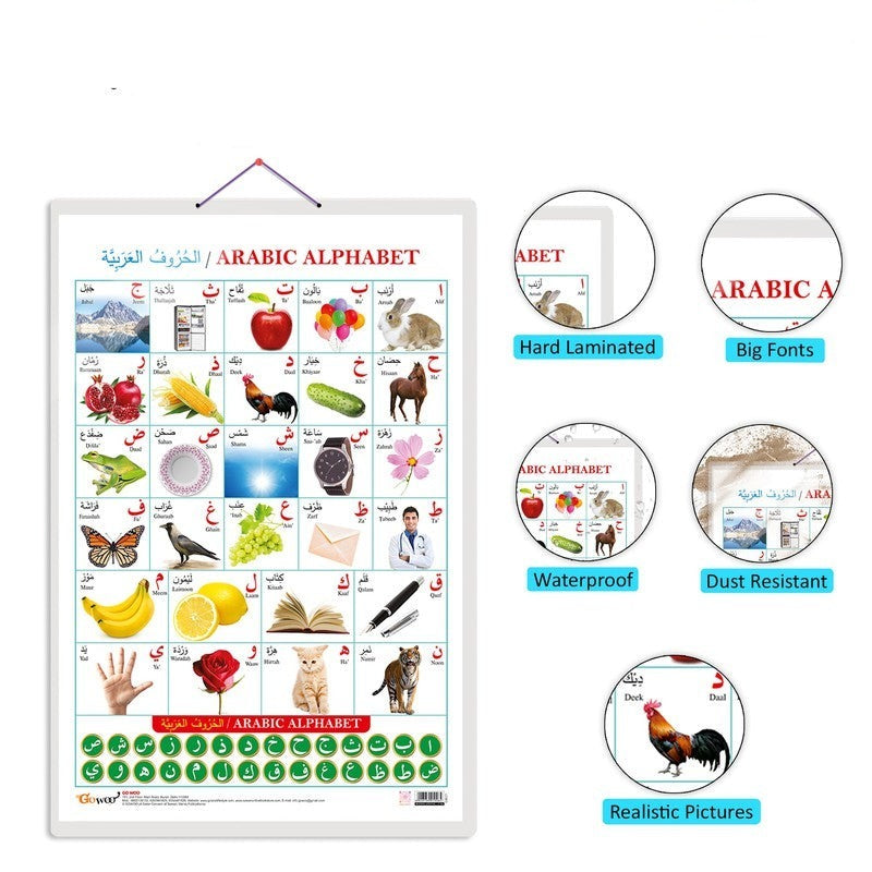 Numbers 1 to 100 and Arabic Alphabet Early Learning Educational Charts (Set of 2)
