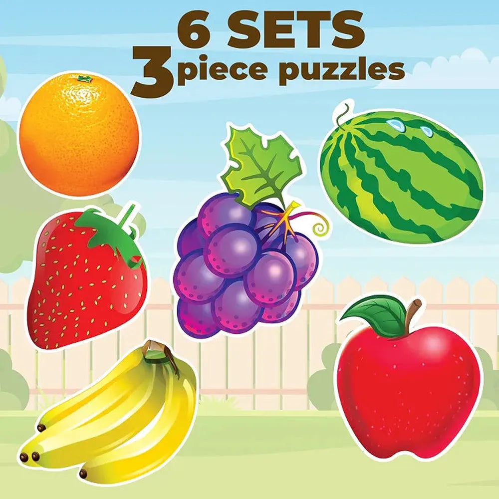 Toykraft My First Fruits 3-Piece Floor Puzzles – Chunky, Educational Toddler Puzzles