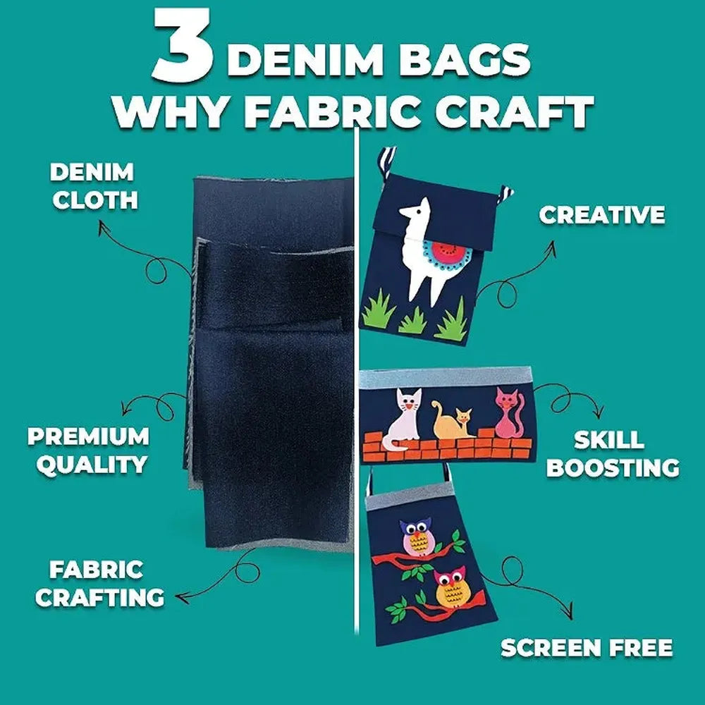 Toykraft Denim Dainties - DIY Fabric Craft Kit – Create Custom Fashion Bags and Pouches