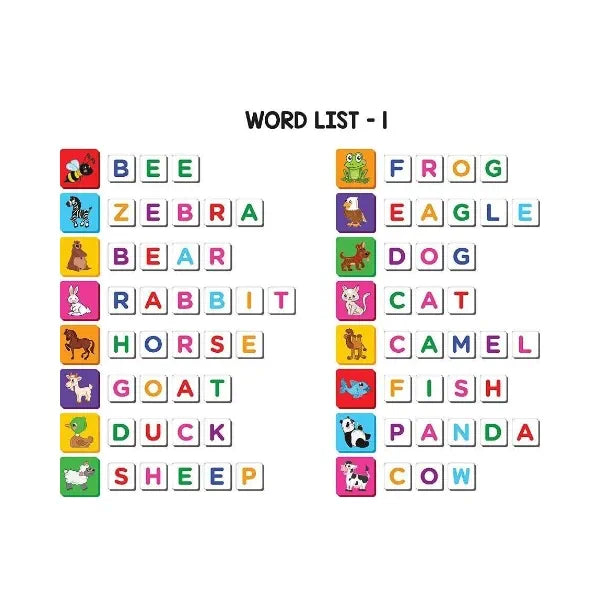 Play Panda Magnetic Learn to Spell - Animals I 104 magnetic Tiles, Magnetic Board and Spelling Guide