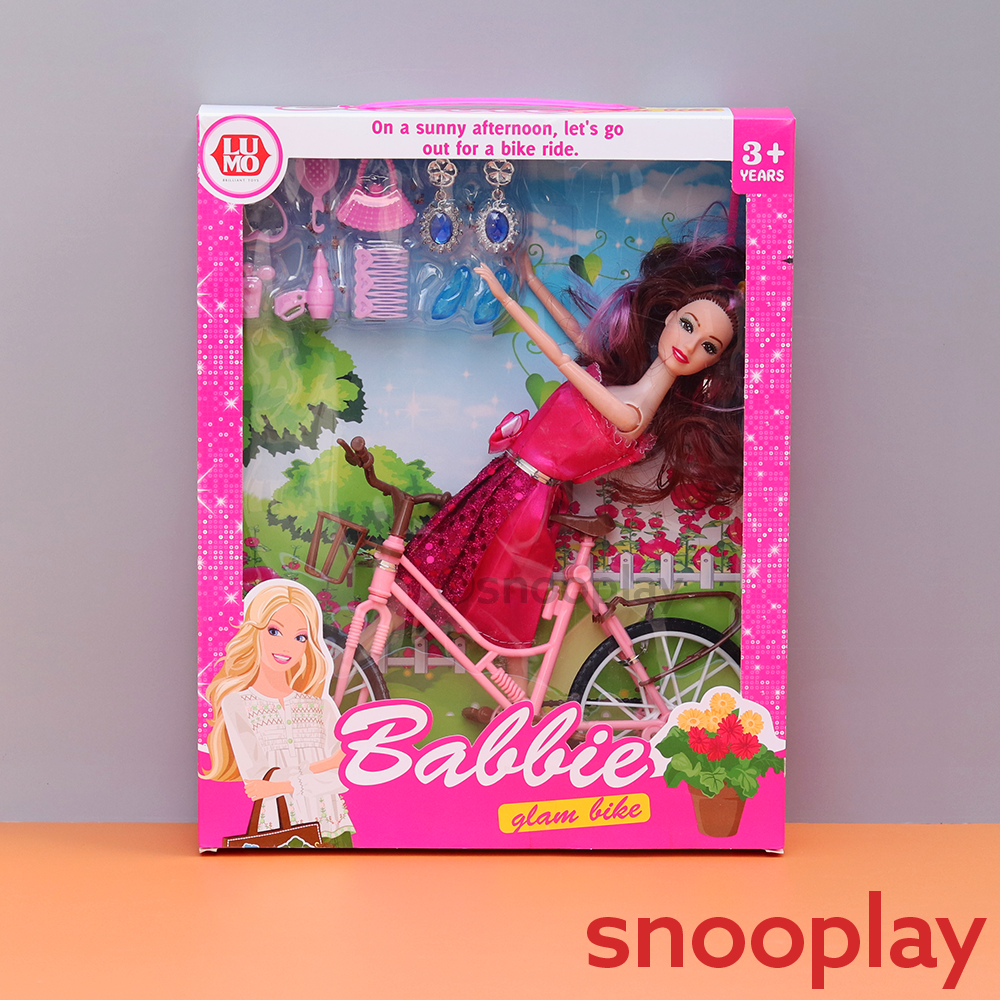 Girl doll with Glam cycle and Beauty accessories