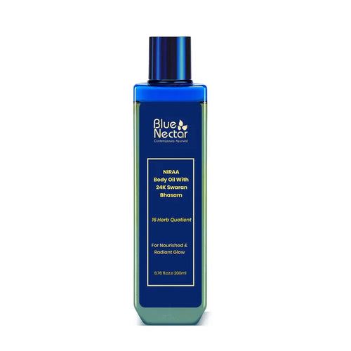 Blue Nectar Gold Shimmer Body Oil with Swarna Bhasma for Glowing Skin (16 Herbs) - 100ml