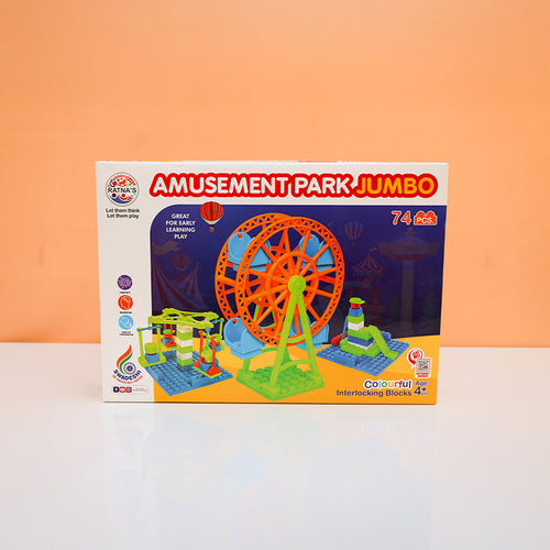 Ratna's 74 Pieces Amusement Park Jumbo Colourful Interlocking Blocks Set (4-8 Years)