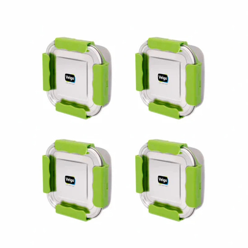 Outdoor Adventure - Set of 4 Maxosteel Airtight & Leakproof Snack Boxes with Reverse Clip Mechanism