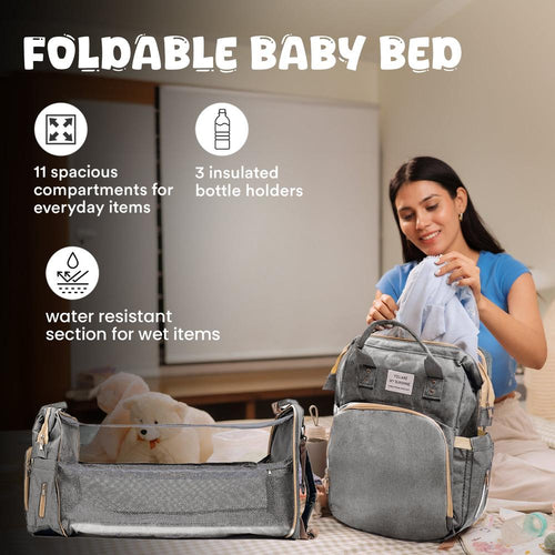 Tinyberg 3-in-1 Water Resistant Diaper Bag |  Maternity Backpack with Baby Bed & Changing Station | Rest Nest