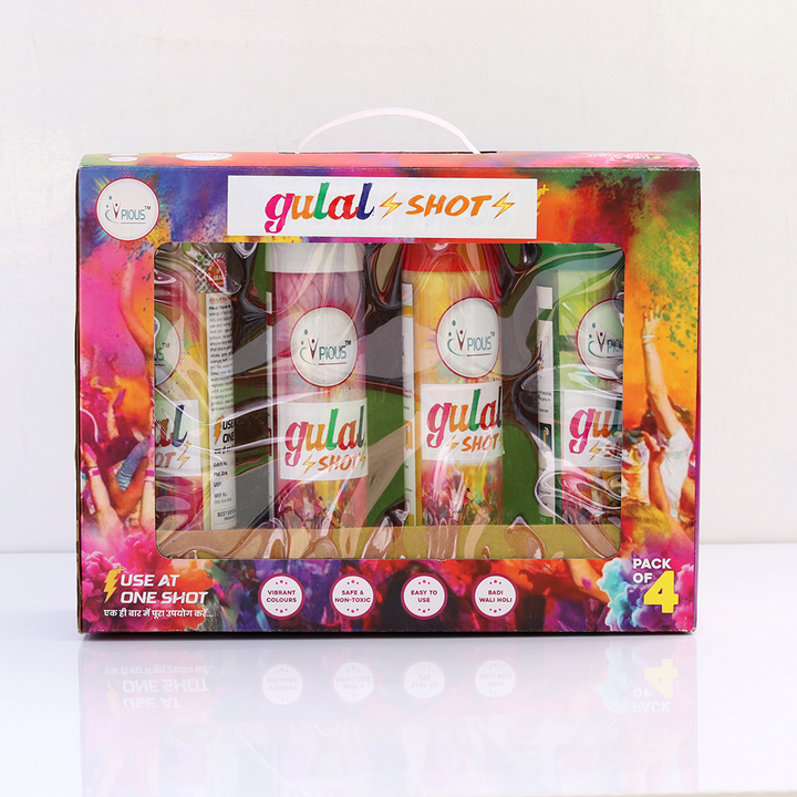 Colourful Premium Gulal Shots - Festive Fun (4 Pieces) | Assorted Colors & Designs