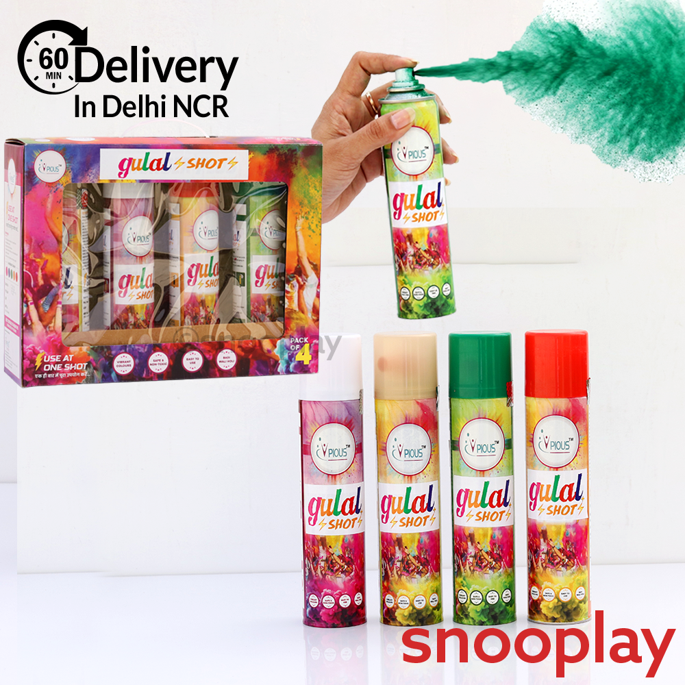Colourful Premium Gulal Shots - Festive Fun (4 Pieces) | Assorted Colors & Designs