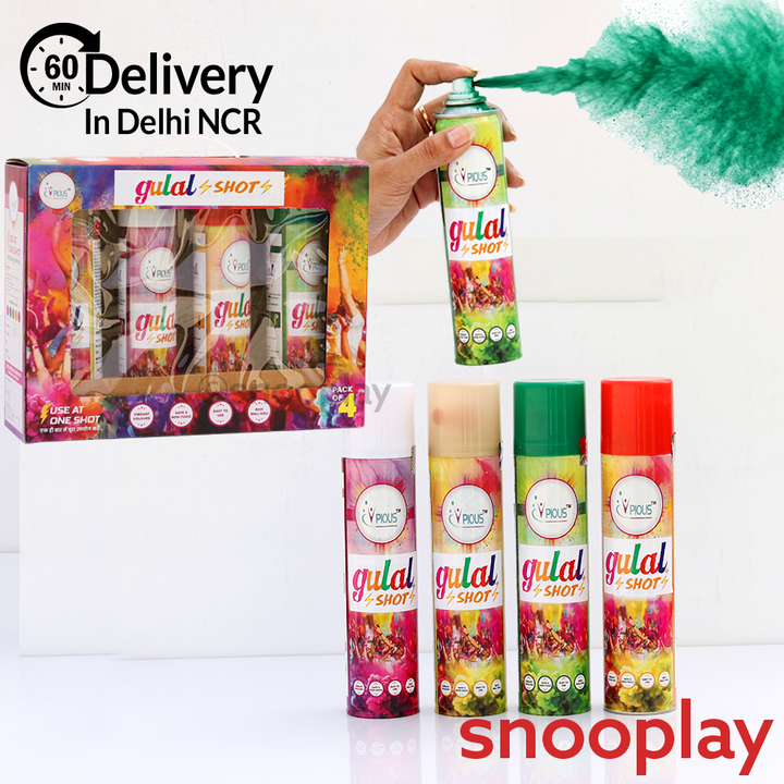 Colourful Premium Gulal Shots - Festive Fun (4 Pieces) | Assorted Colors & Designs