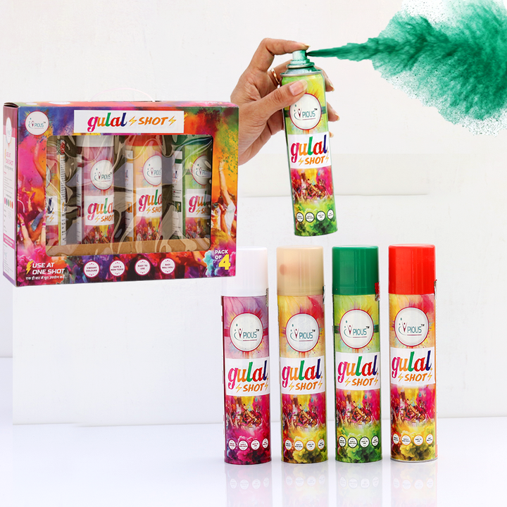 Colourful Premium Gulal Shots - Festive Fun (4 Pieces) | Assorted Colors & Designs
