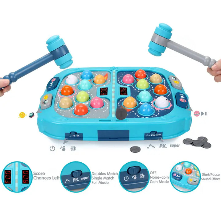 Electronic Whack a Mole Hammer Smashing Interactive Multiplayer Board Game