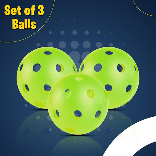 Hop N Play Set of 3 Neon Pickleball Balls with 40 Precision Holes (6 Years till Grown Ups)