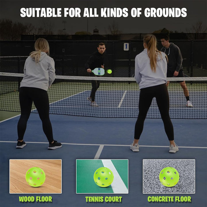 Hop N Play Set of 3 Neon Pickleball Balls with 40 Precision Holes (6 Years till Grown Ups)