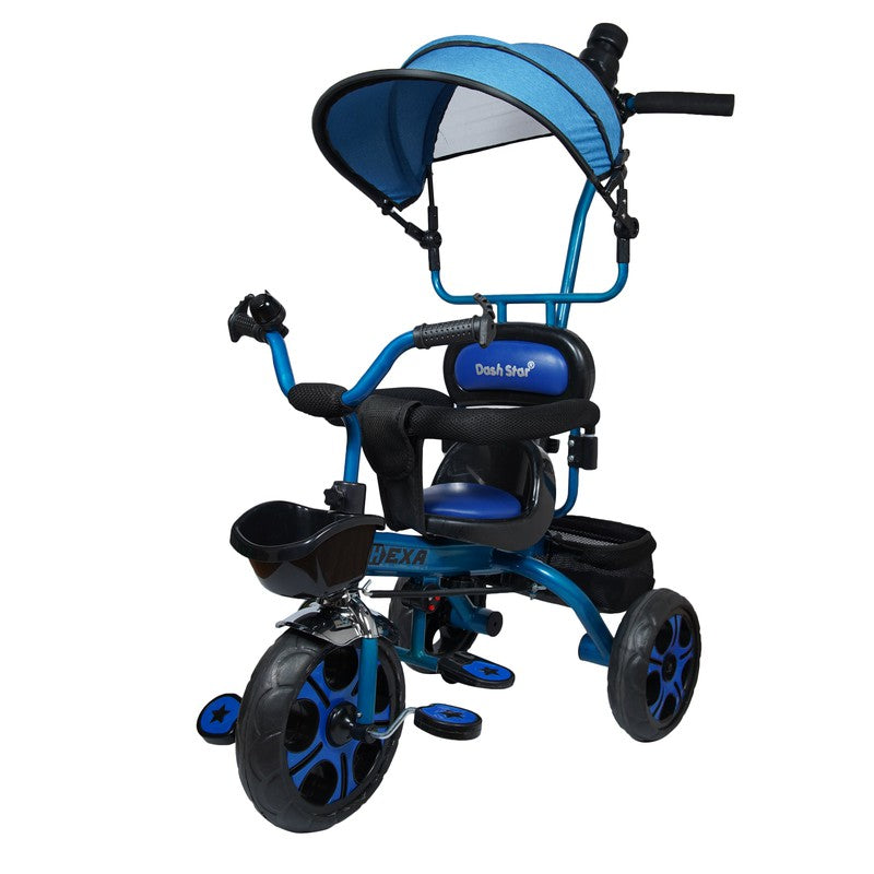 Hexa Super Tricycle for Kids | Smart Plug & Play with Canopy, Storage Basket | Blue | COD Not Available