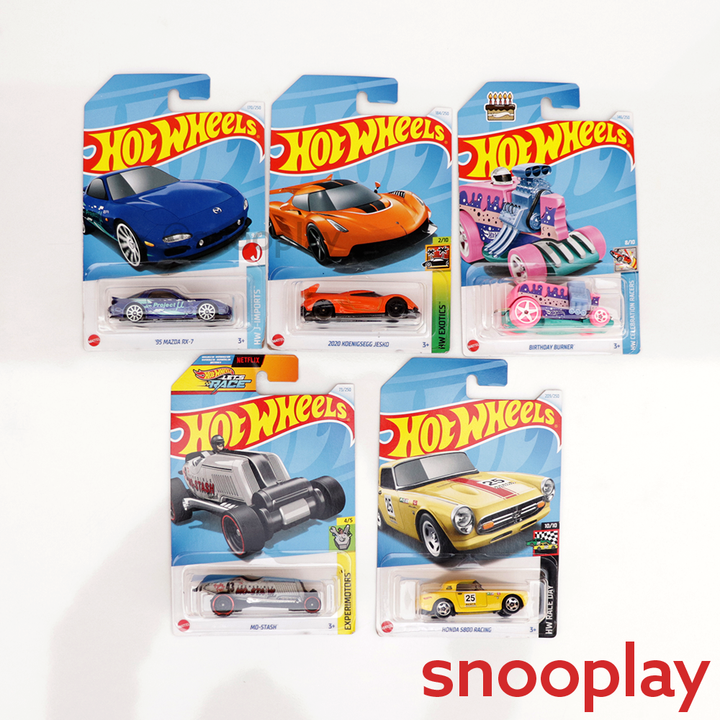 Set of 5 Hot wheels [HW 218] - M0-Stash, Honda S800 Racing, '95 Mazda RX-7, 2020 Koenigsegg Jesko & Birthday Burner | COD Not Available