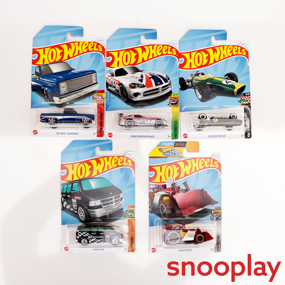 Set of 5 Hot wheels [HW 224] - Dodge Van, Speed Dozer, '67 Lotus Type 49, '83 Chevy Silverado & Dodge Viper SRT10 ACR | COD Not Available