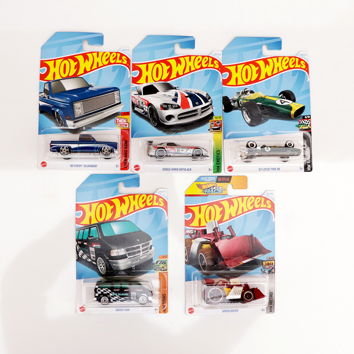 Set of 5 Hot wheels [HW 224] - Dodge Van, Speed Dozer, '67 Lotus Type 49, '83 Chevy Silverado & Dodge Viper SRT10 ACR | COD Not Available