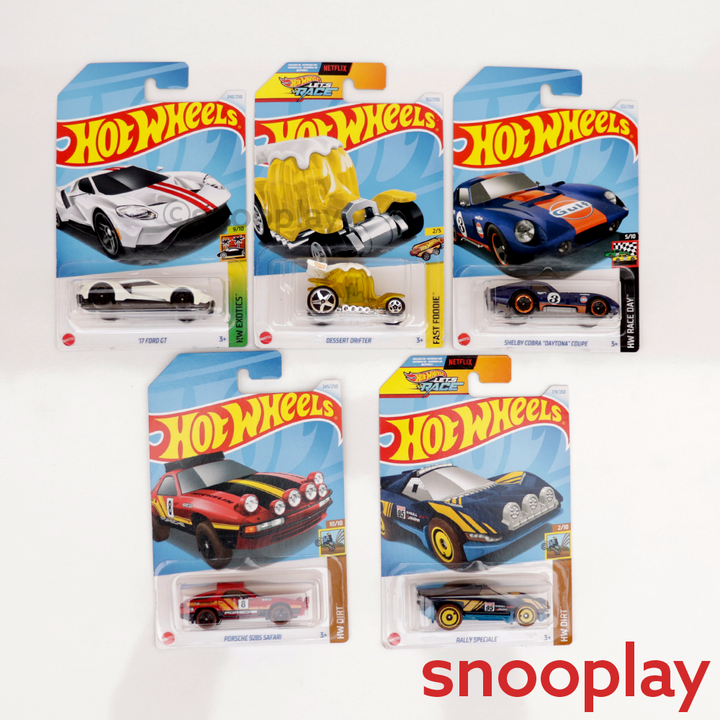 Set of 5 Hot wheels [HW 226] - Porsche 928S Safari, Shelby Cobra "Daytona" Coupe, Dessert Drifter, '17 Ford GT & Rally Speciale | COD Not Available