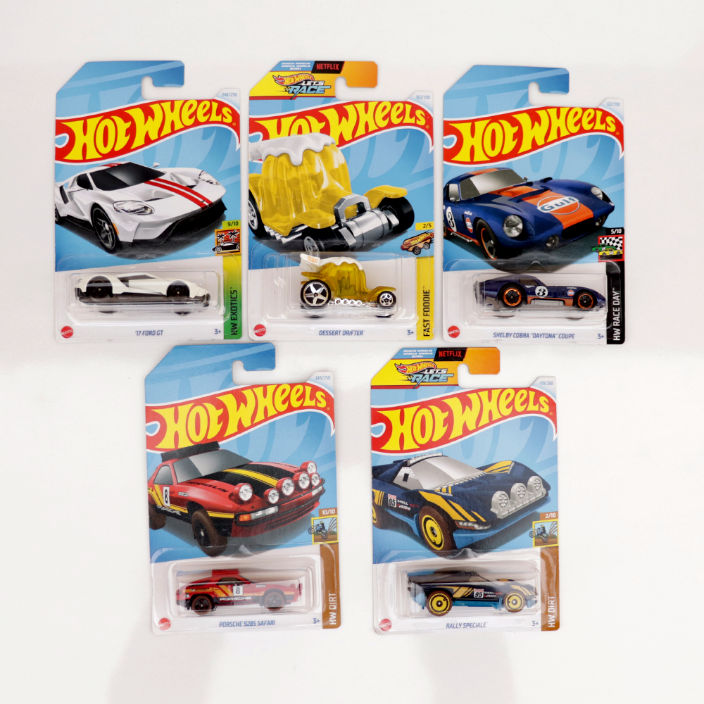 Set of 5 Hot wheels [HW 226] - Porsche 928S Safari, Shelby Cobra "Daytona" Coupe, Dessert Drifter, '17 Ford GT & Rally Speciale | COD Not Available