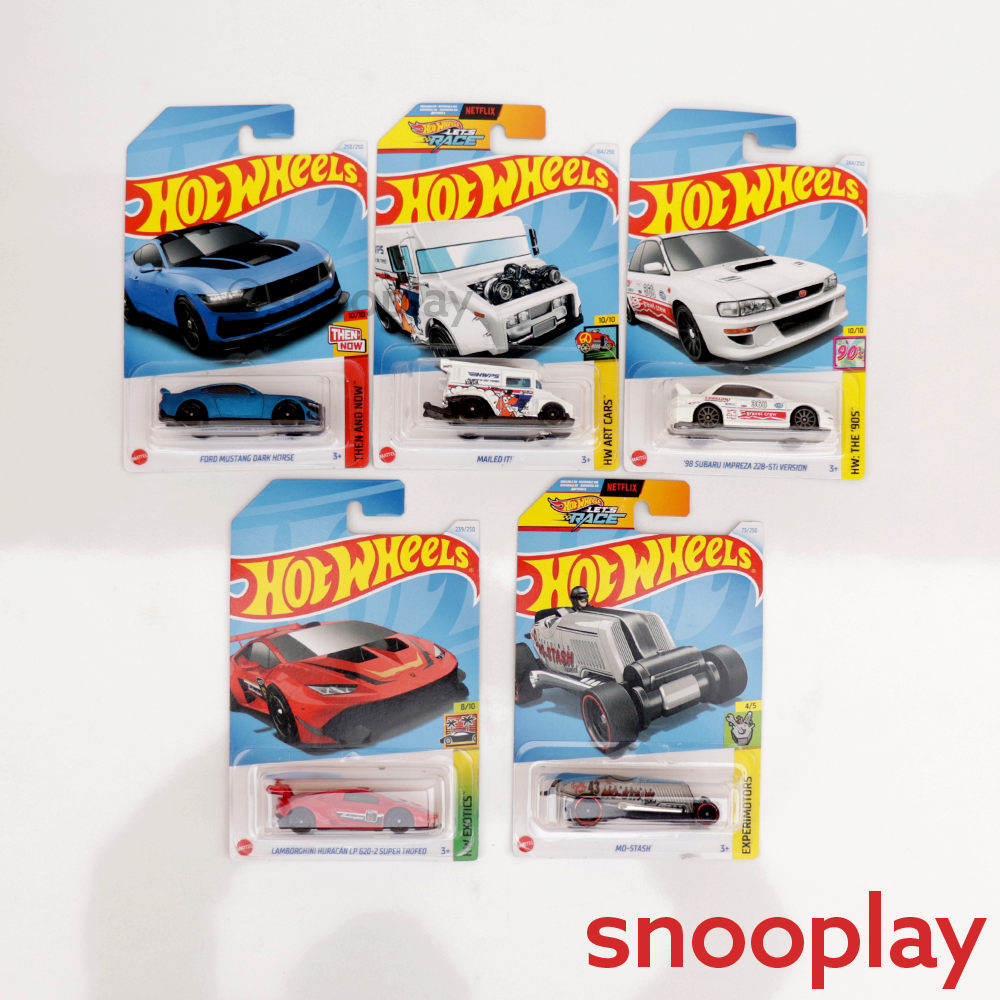 Set of 5 Hot wheels [HW 227] - Mailed It, Mo-Stash, '98 Subaru Impreza 22B-STi Version, Ford Mustang Dark House & Lamborghini Huracan LP 620-2 Super Trofeo | COD Not Available