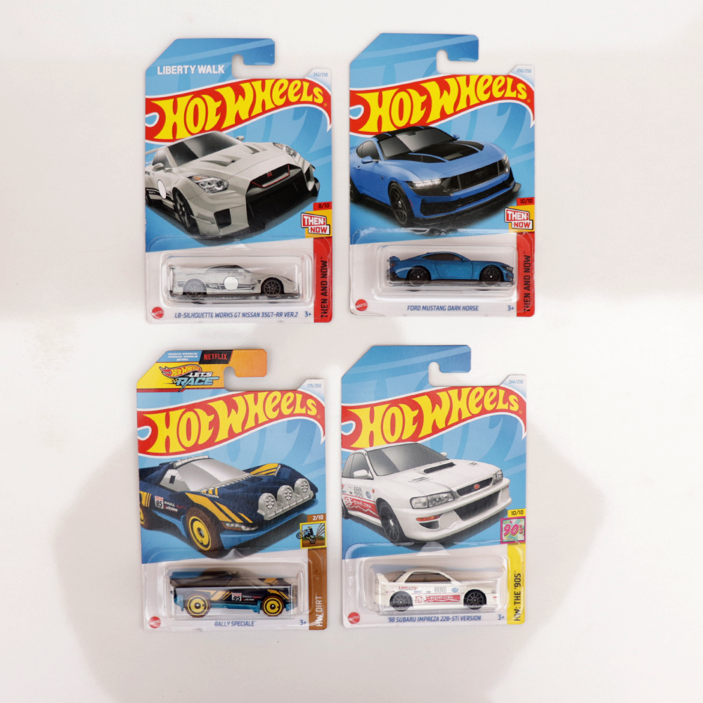 Set of 4 Hot wheels [HW 230] - Rally Speciale, LB-Silhouette Works GT Nissan 35GT-RR VER.2, 98 Subaru Impreza 22B-STi Version & Ford Mustang Dark Horse | COD Not Available