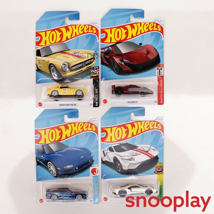 Set of 4 Hot wheels [HW 231] - Honda S800 Racing, McLaren P1, '17 Ford GT & '95 Mazda RX-7 | COD Not Available