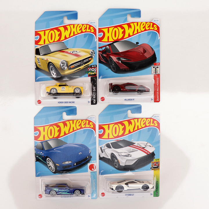 Set of 4 Hot wheels [HW 231] - Honda S800 Racing, McLaren P1, '17 Ford GT & '95 Mazda RX-7 | COD Not Available