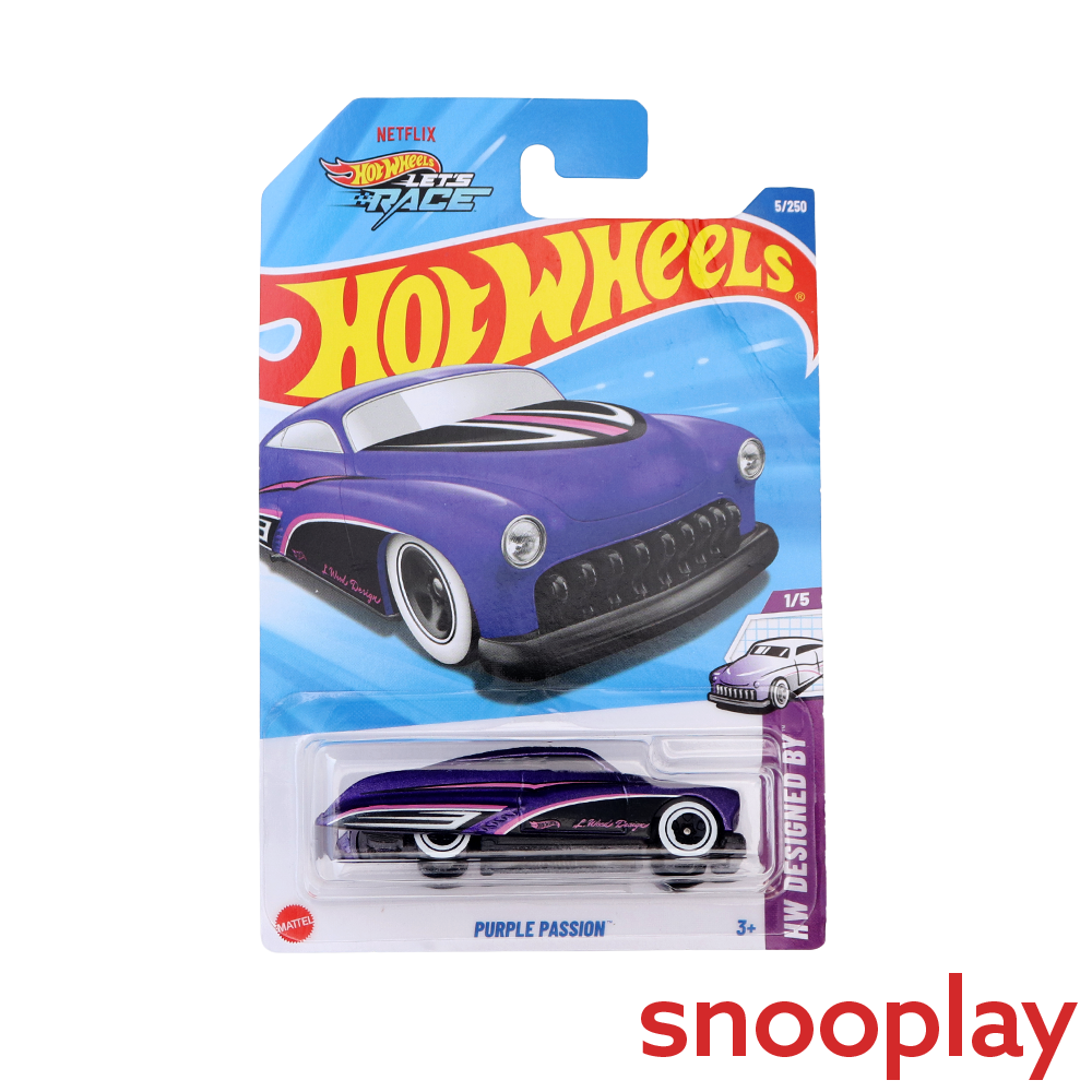 Set of 5 Hot wheels [HW 249] - Tesla Cybertruck, '67 Chevy C10, '67 Lotus Type 49, Nissan Skyline GT-R (BNR32), Purple Passion