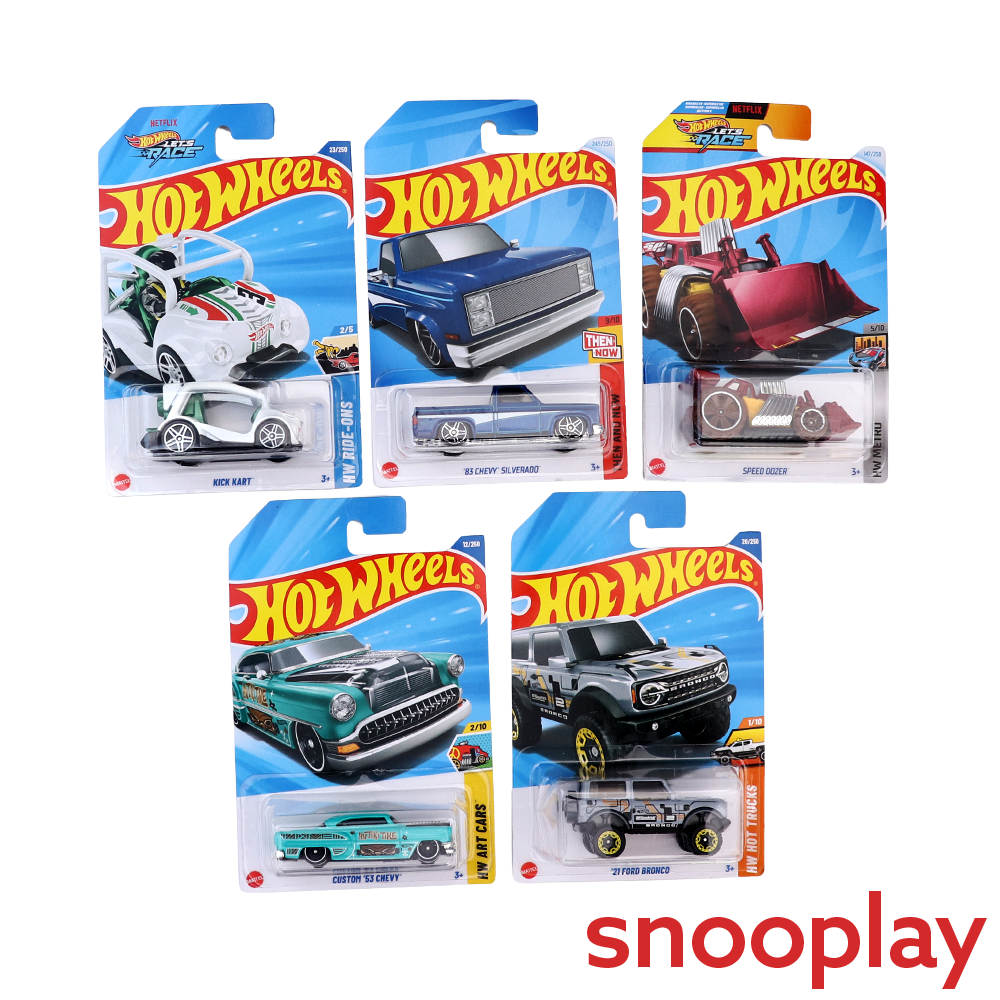 Set of 5 Hot wheels [HW 250] - Custom '53 Chevy, Speed Dozer, '83 Chevy Silverdo, '21 Ford Bronco, Kick Kart