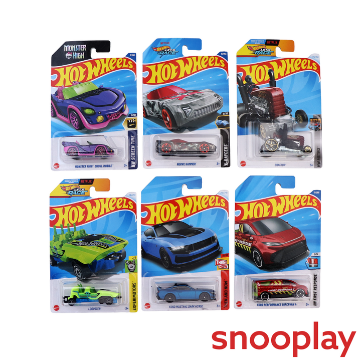 Set of 6 Hot wheels [HW 251] - Nerve Hammer, Loopster, Ford Mustang Dark House, Ford Performance Supervan 4, Dragtor, Monster, High Ghoul Mobile