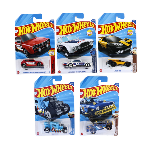 Hot Wheels Set of 5 [HW 439] - Jaguar XJC V12 Coupe/Coupé, Pixel Shaker, Big-Air Bel-Air, Amaru GTC, '73 Honda Civic Custom/Personnalise