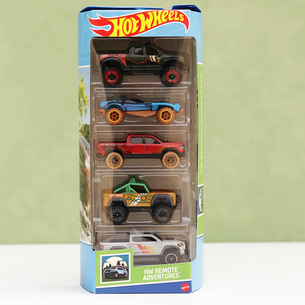 Diecast Hotwheels HW Remote Adventures ('10 Toyota Tundra, Dune-A-Soar,  2020 Ram 1500 Rebel, Custom Ford Bronco, '20 Toyota Tacoma) Pack of  COD