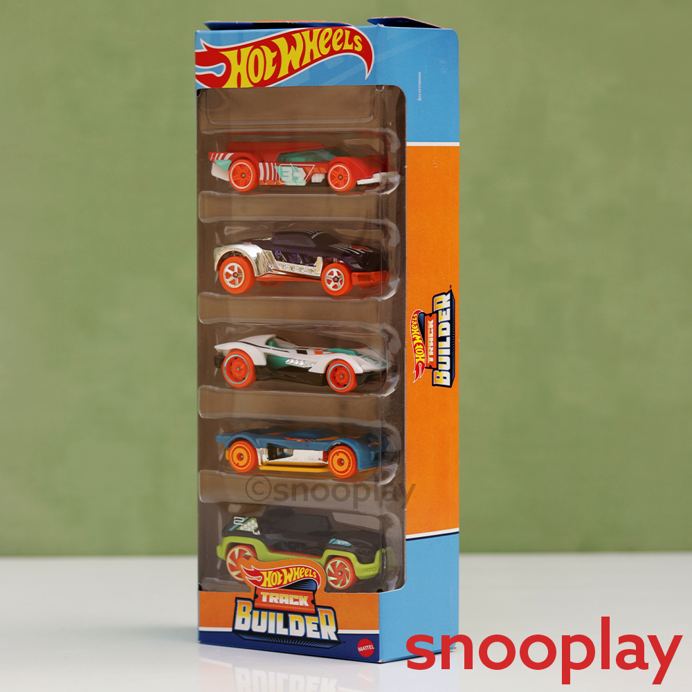 Diecast Hotwheels HW Track Builder- (Gruppo x24, Lightnin' Bug, Roadster Bite, Mach It Go, Drone Duty) - Pack of 5 | COD Not Available