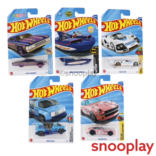 Set of 5 Hot wheels [HW 437] - Mazda 787B, Rapid Pulse, 1966 Bat Boat/Bateau, Datsun 240Z, Layin' Lowrider