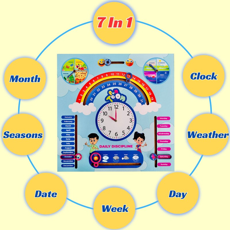 7 in 1 Wooden Calendar Toy For kids | Fun Learning Educational Board Games