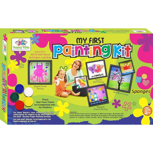 Happy Kidz My First Painting Kit for Kids | Finger, Thumb, Sponge & Stencil Painting | DIY Art & Craft Activity Set