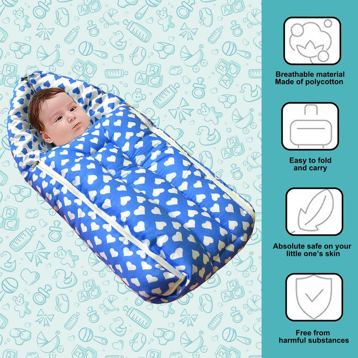 Rosy Baby 3 Piece Bedding Set with Bolsters Sleeping Bag Combo (Blue)