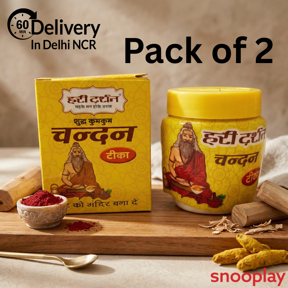 Pack of 2 Holi Haridarshan Kumkum Chandan - 100% Herbal | 40g | Assorted Colors & Designs