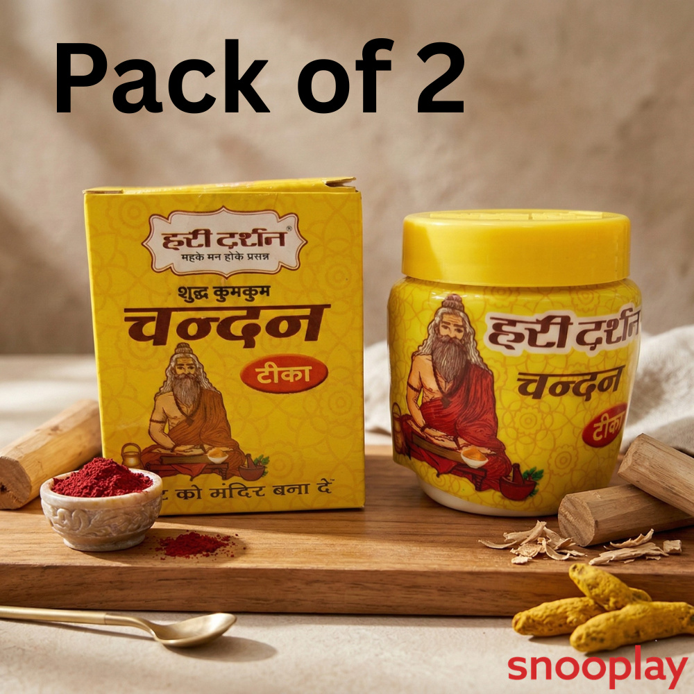 Pack of 2 Holi Haridarshan Kumkum Chandan - 100% Herbal | 40g | Assorted Colors & Designs