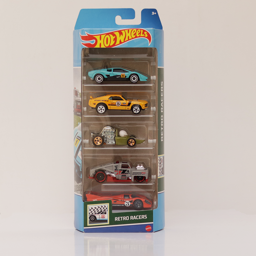 Diecast Hotwheels Retro Racers - Pack of 5 Cars