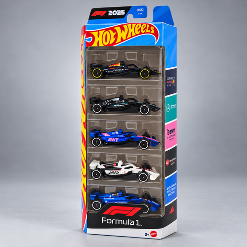 Hot Wheels Set of 5 Formula 1 - Oracle Red Bull Racing, AMG Petronas Formula One Team, BWT Alpine Formula One Team, MoneyGram Haas F1 Team, Atlassian Williams Racing