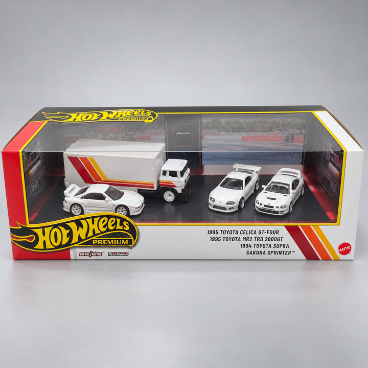Hot Wheels Premium Collector Set – Toyota Celica GT-Four, Toyota MR2 TRD 2000GT, Toyota Supra & Sakura Sprinter