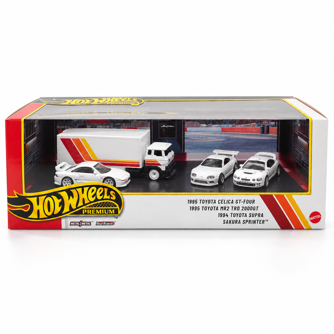 Hot Wheels Premium Collector Set – Toyota Celica GT-Four, Toyota MR2 TRD 2000GT, Toyota Supra & Sakura Sprinter