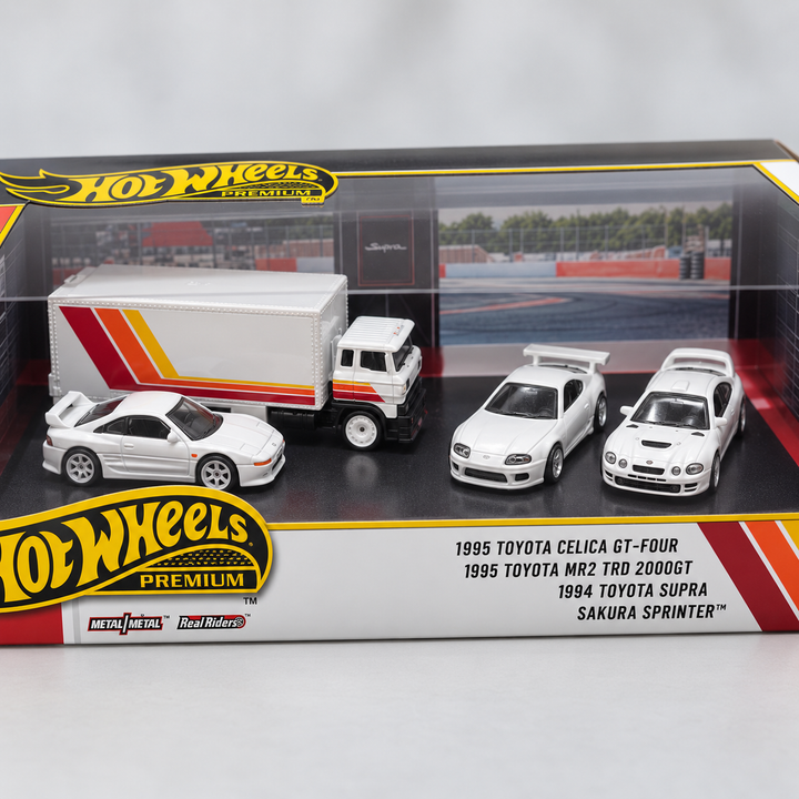 Hot Wheels Premium Collector Set – Toyota Celica GT-Four, Toyota MR2 TRD 2000GT, Toyota Supra & Sakura Sprinter