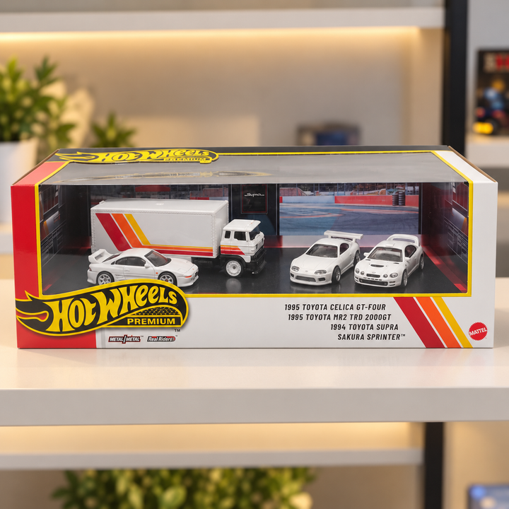 Hot Wheels Premium Collector Set – Toyota Celica GT-Four, Toyota MR2 TRD 2000GT, Toyota Supra & Sakura Sprinter