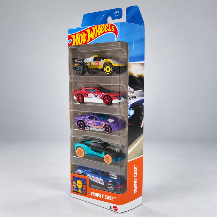Hot Wheels Set of 5 Trophy Case - Hollowback, Later Crater, Lightnin' Bug, Project Speeder, Rally Cat