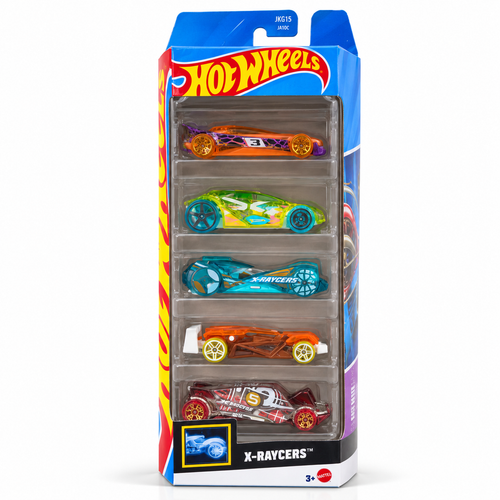 Hot Wheels Set of 5 X-RAYCERS - Aero Pod, Cloak and Dagger, Speed Slayer, Flash Drive, Vandetta
