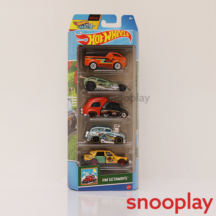 Diecast Hotwheels HW Getaways - Pack of 5 Cars