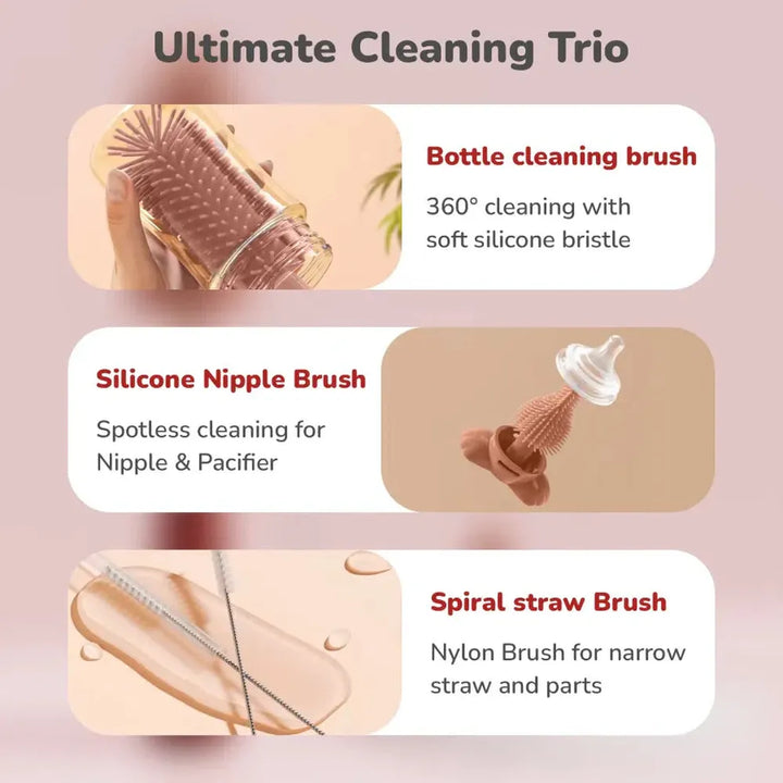 R for Rabbit Feeding Bottle Cleaner 3-in-1 Multipurpose Brush Set | Hygo Care Bunny Baby