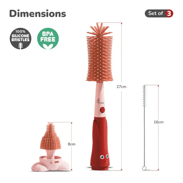 R for Rabbit Feeding Bottle Cleaner 3-in-1 Multipurpose Brush Set | Hygo Care Bunny Baby