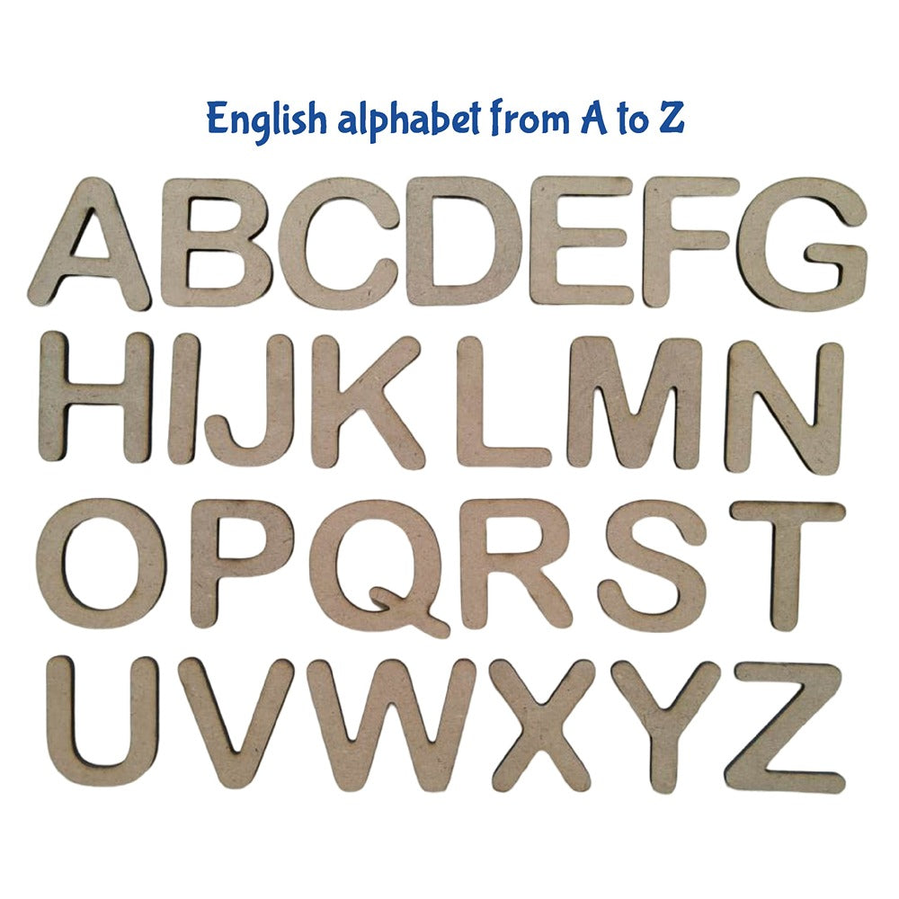 Wooden English Alphabet & Number Letters Pack of 51 - Beige